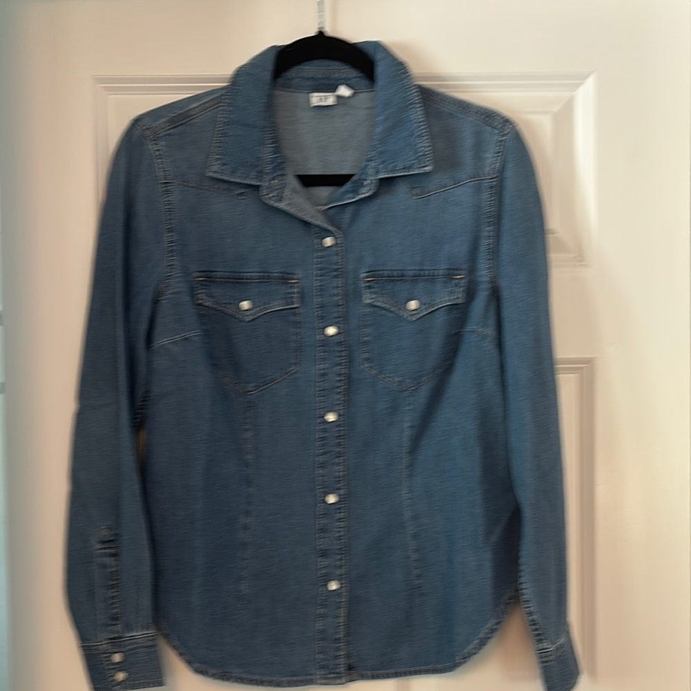 Gap Blue Denim Button-Down Shirt - image 1